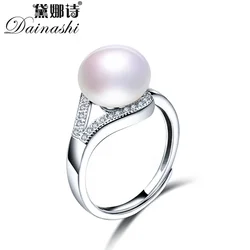 2020 New Trendy Pearl Jewelry Luxury Rings 100% Genuine Real Natural Freshwater Pearl Adjustable Ring For Mother Gift,8mm pearl