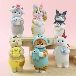 Cartoon Figure 6Pcs/set Mofusand Sanrios Anime Figure Cinnamoroll Kuromi Doll Hark Cat Hellos Kittys Hangyodon Pet Model Gifts