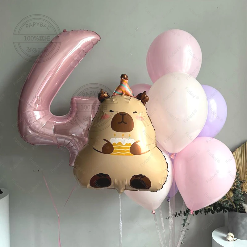 11 Stück Baby Pink Folie 32 Zoll Nummer Capybara Thema Ballon Tier Geburtstag Party Set Babyparty Globos 2026