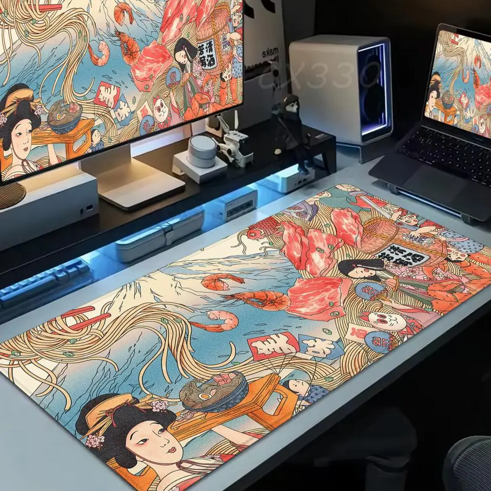 

japan ukiyo-e Mouse Pad Large Computer Mousepad Office 1000x500mm XXL Pc Gamer Non-slip Rubber Keyboard Deskmat
