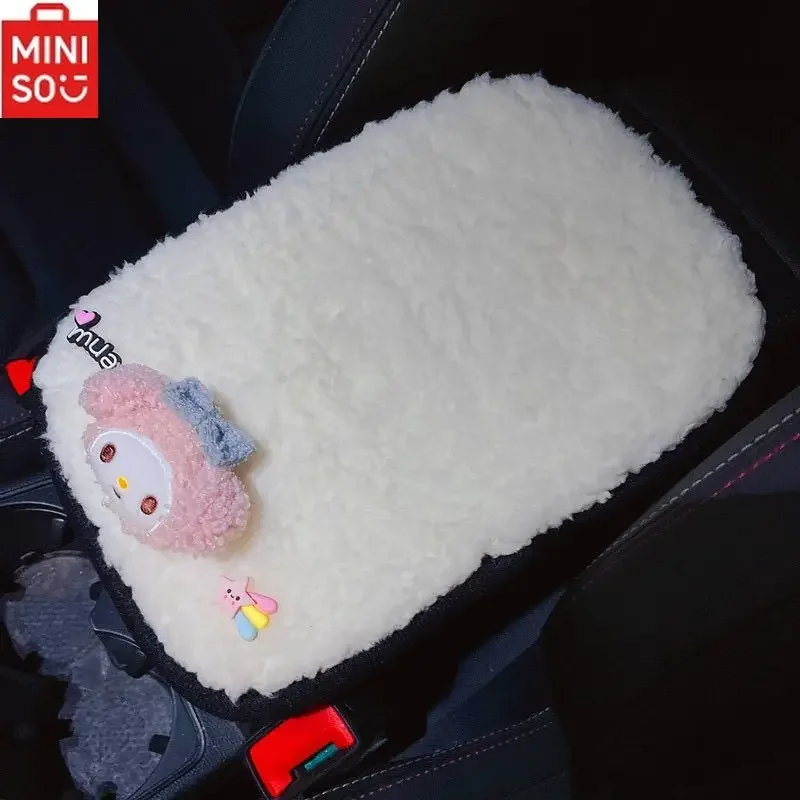 

MINISO Sanrio Melody Car Armrest Box Plush Cushion Winter Warm Cartoon Cinnamon Dog Pacha Ladies Car Center Table Decorative Mat