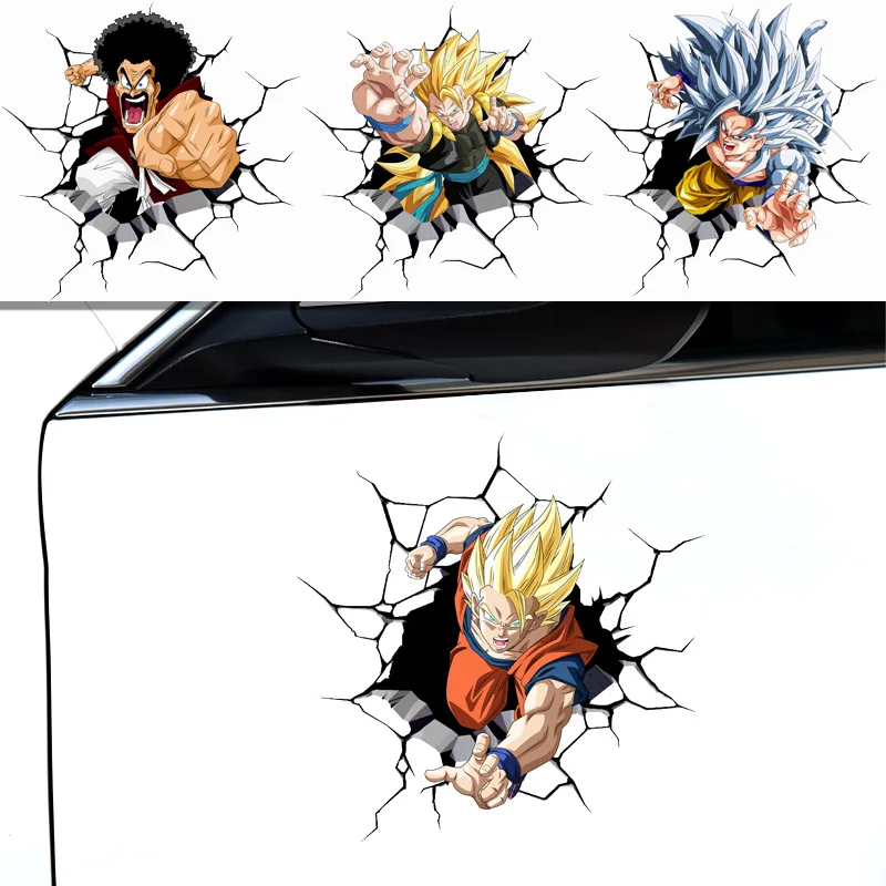 Anime Dragon Ball Car Sticker Super Saiyan Son Goku Body Decoration Broken Sticker Scratch Cover Sticker Children\'s Toy Gift