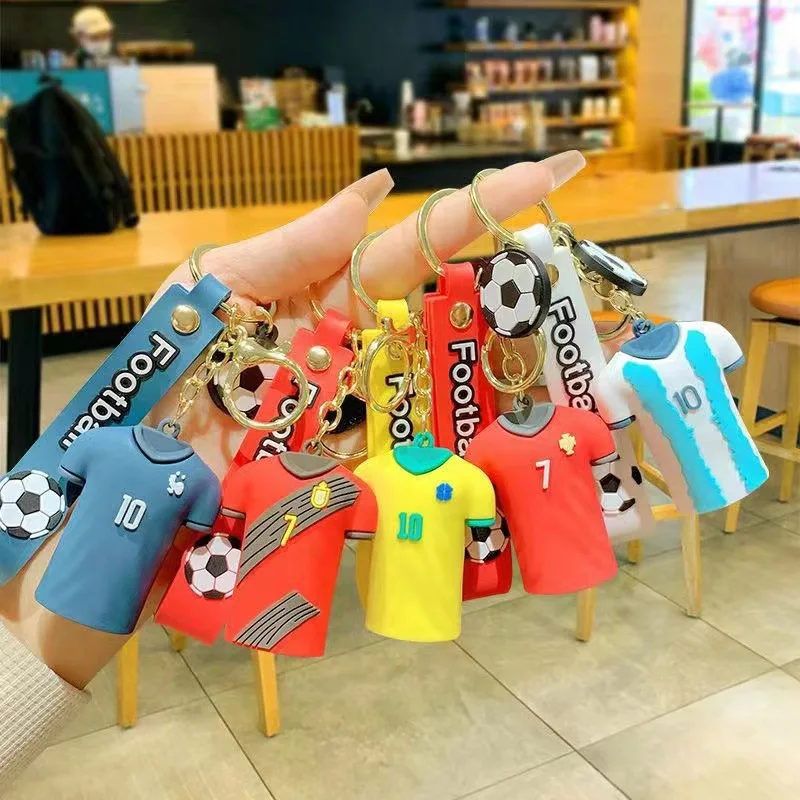 Set de Llaveros de Silicona con Diseño de Camiseta de Fútbol, Estilo Equipo de Fútbol, Colgante para Bolsos, para Aficionados