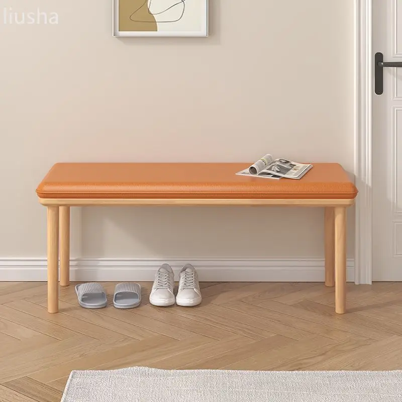 Nordic small stool solid wood shoe changing stool simple technology cloth household small bench soft bag change shoe stool