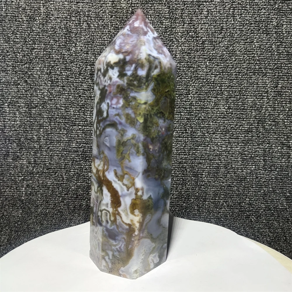 Natural Crystal Water Grass Agate Geode Hexagon Prism Tower Obelisk Spiritual Meditation Reiki Gift Stone Home Decoration