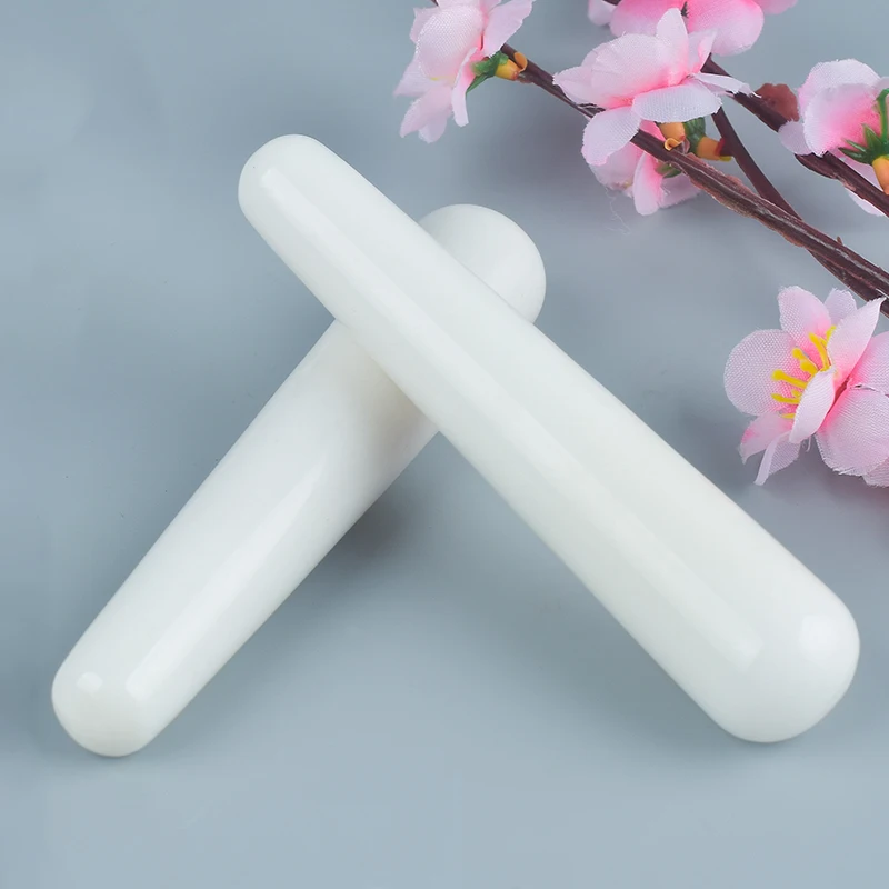 Face Massage Stick White Jade Mineral Natural Stone Body Eye Acupuncture Pen Skin Care Gua Sha Tool Detox Lifting Yoni Wand