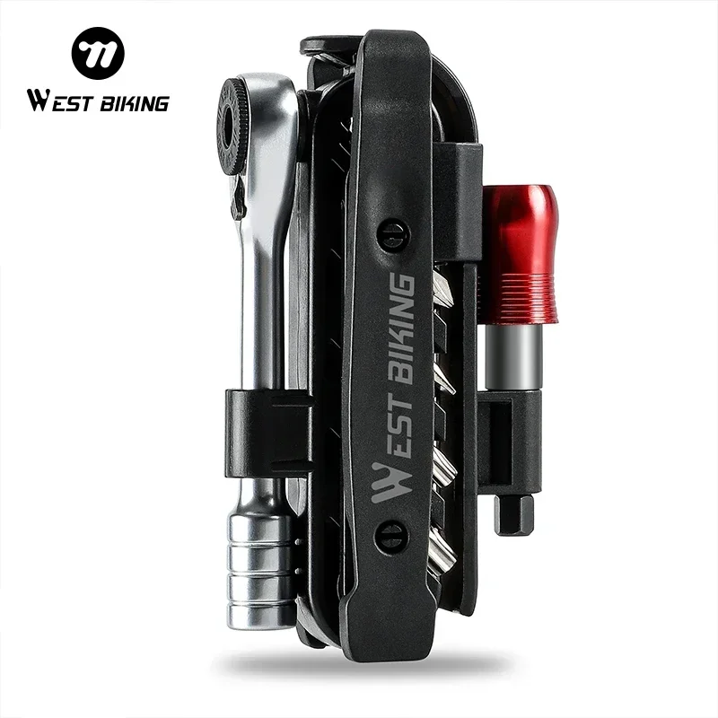 WEST BIKING Portable Ratchet Wrench Kit Multifunction Bicycle Tools 14 In 1 Multitool Set Tyre Lever MTB Road Bike Gadgets