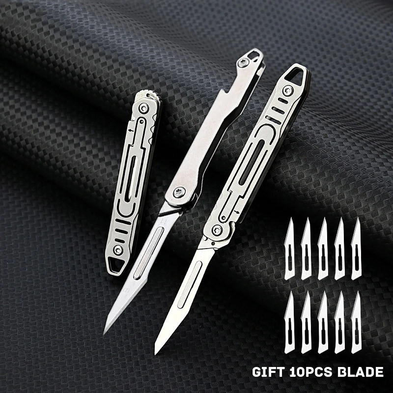 NEW NO11 Replaceable Blades Scalpel Folding Knife Quick Open Portable EDC Pocket Knife 10 Blade Free Useful Tool For Home Office