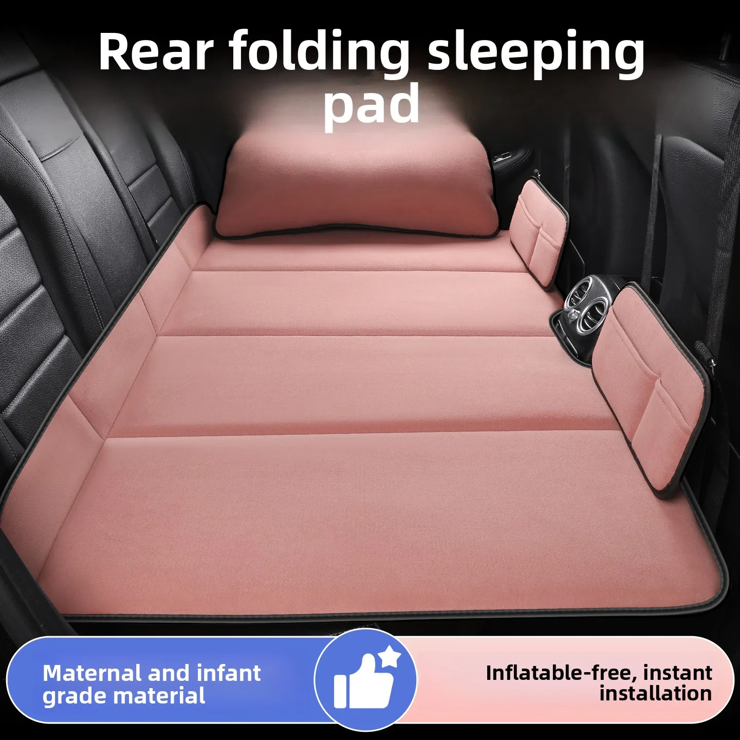 Foldable Dual-Use Inflatable-Free Rear Seat Travel Bed for Cars and SUVs, Self-Folding Car Sleeping Pad for Road Trips