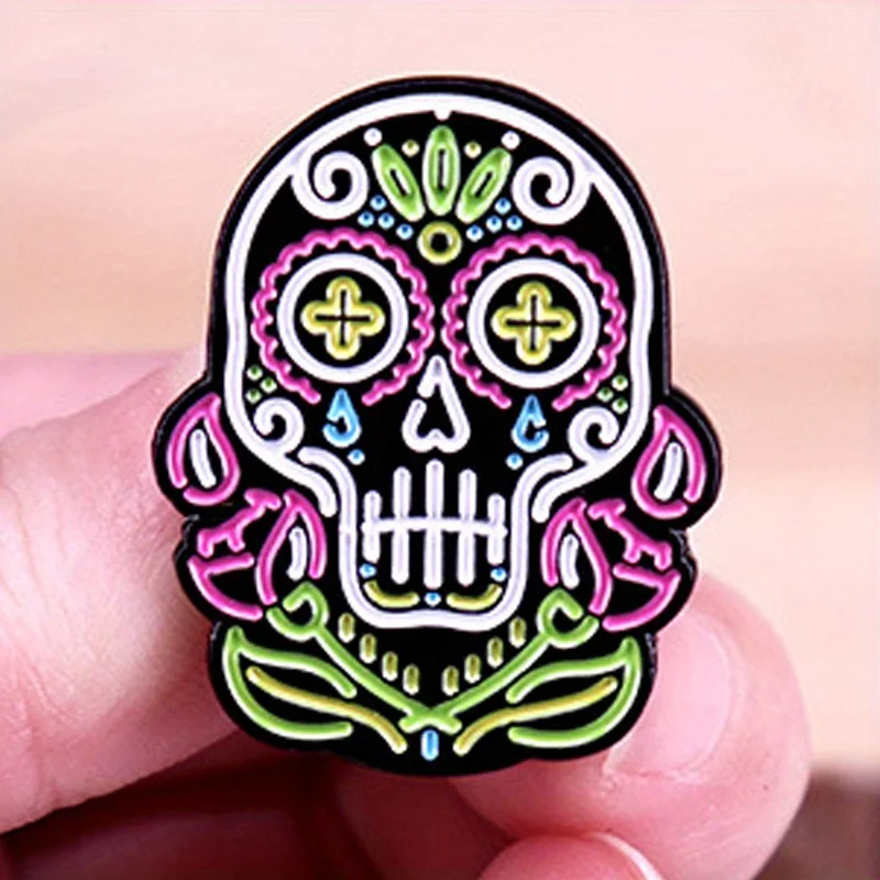 Colorful Neon Skeleton Brooch Halloween Undead Pin Buckle Party Badge Accessory