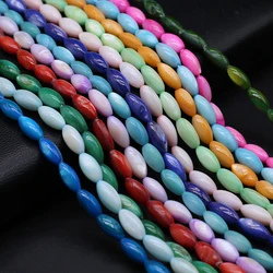 1strand Natural Freshwater Shell Dyed Rice Shape Beads Charms for DIY Necklace Bracelets Handmade Jewelry Accessories Daily Gift