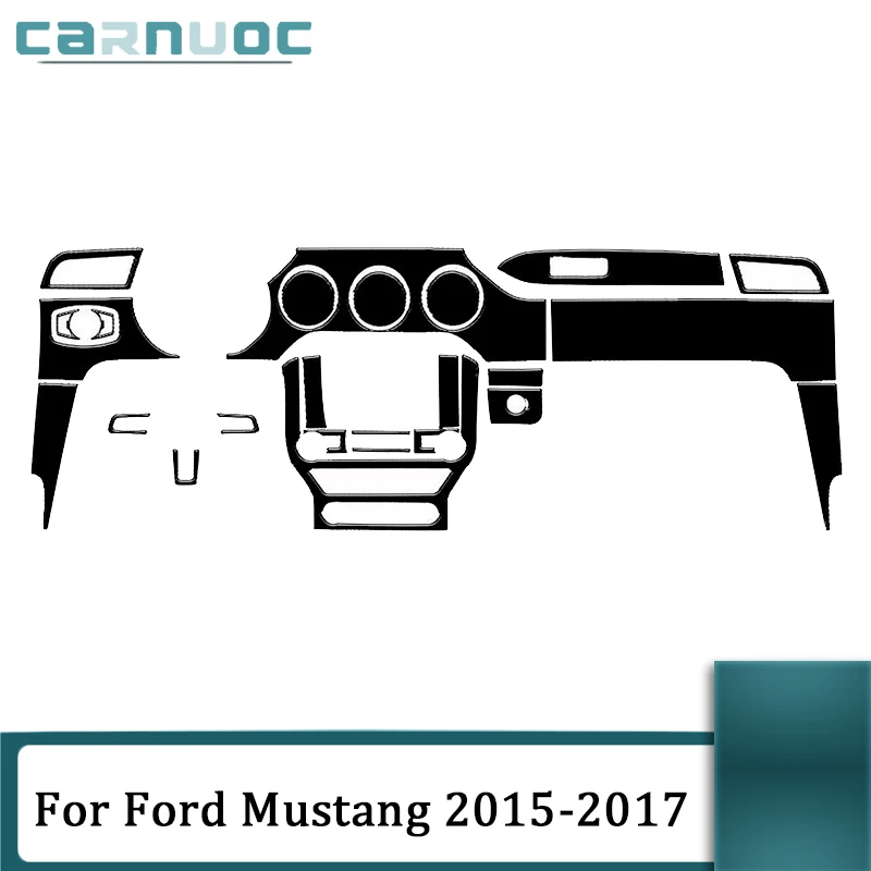 

31Pcs/set ABS Piano Black Stickers Cover Trim For Ford Mustang 2015 2016 2017 Car Decorative Interior Accessories