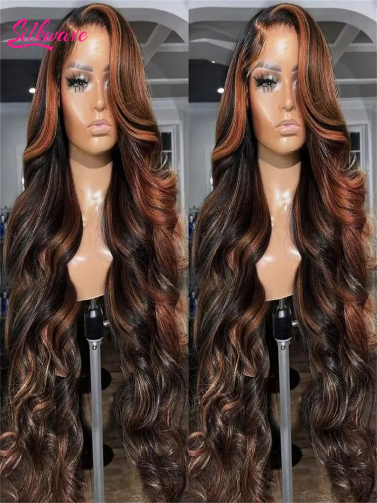 

Silkwave Ombre Highlight Body Wave Human Hair Wigs 13x6 Hd Lace Front Wigs 1B/30 Colored 13x4 Lace Frontal Wigs For Women