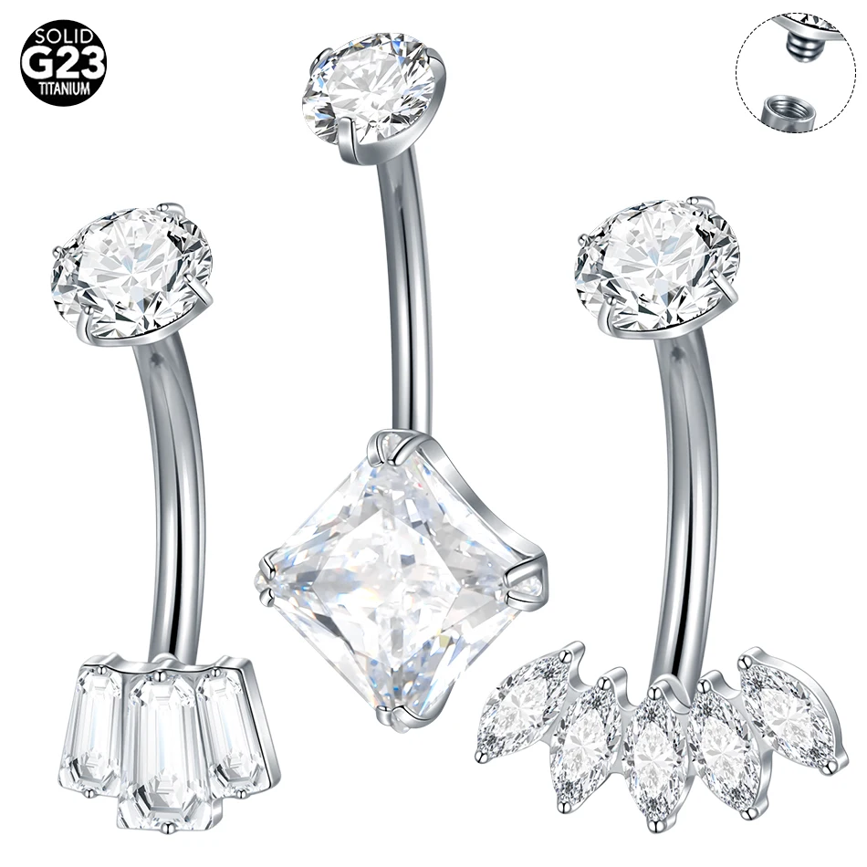 1PC Titanium Butterfly Heart CZ Navel Belly Button Rings Piercing for Women 14G Marquise CZ Belly Ombligo Piercings Sexy Jewelry