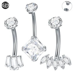 1/5PCS Titanium Marquise Zircon Belly Button Rings for Women Crystal Navel Stud Barbell Ring Ombligo Piercings Jewelry Gifts 14G