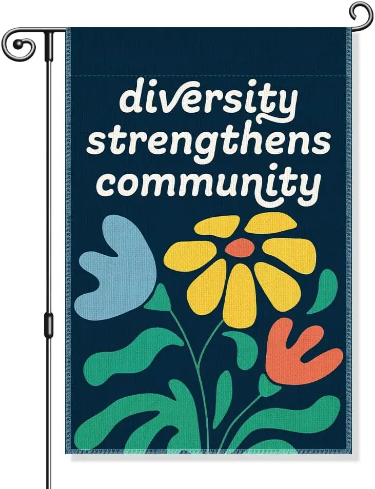 Diversity Strengthens Community Garden Flag, Funny Boho DEI Yard Flags for Outside, Diversity Equality Inclusivity Porch Law ZZM