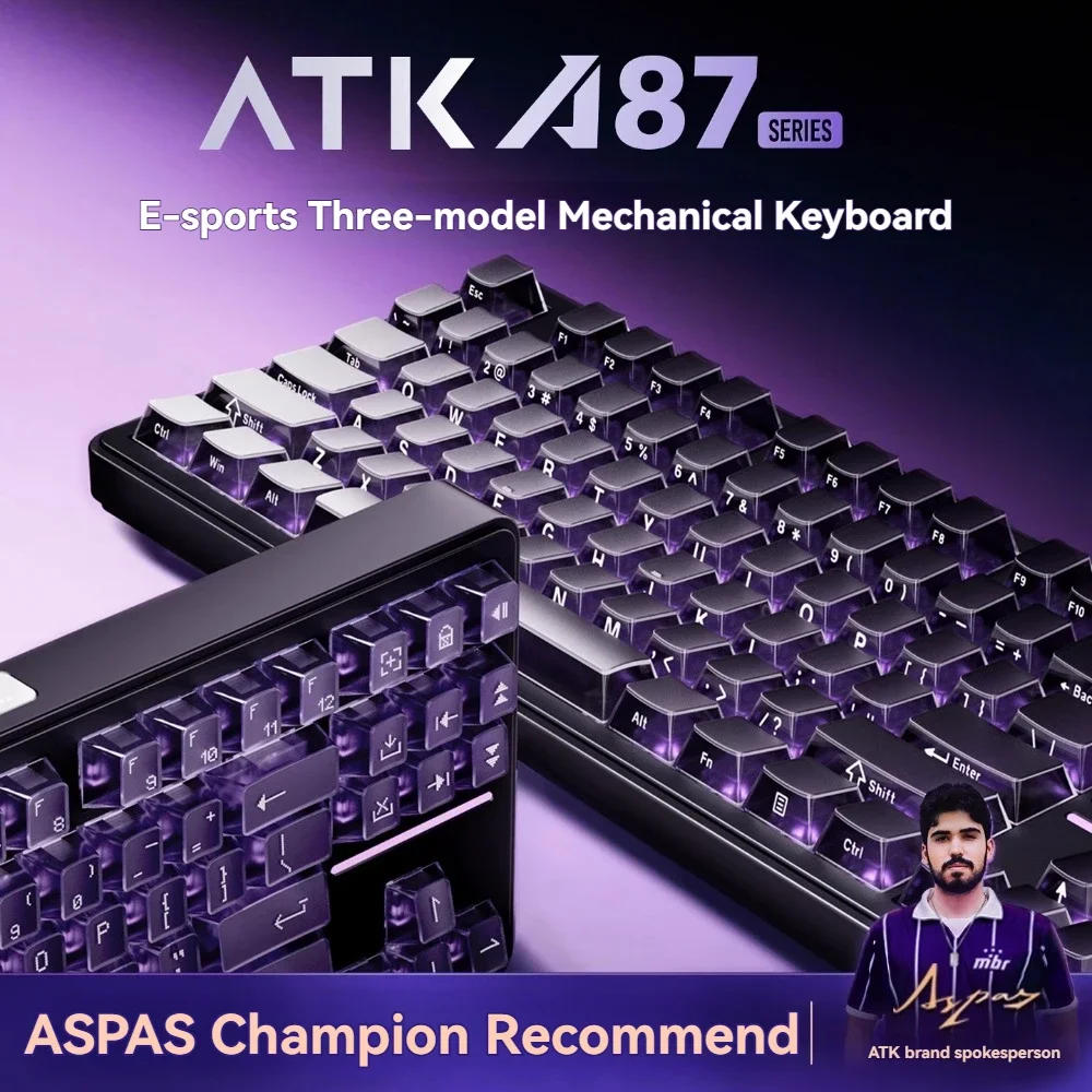 

ATK A87Pro Механическая клавиатура Беспроводная трехрежимная клавиатура с горячей заменой RGB Пользовательская с длительным сроком службы батареи Офисная игровая клавиатура Win Mac Gift