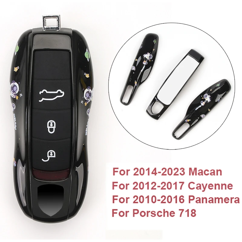 For Porsche Cayenne Macan Panamera Car Smart Remote Key Case Fob Cover Set Shell Creative Modification Car Key Cover Accessories