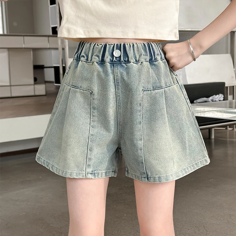 

2026 New Casual Teen Girls Summer Jeans Shorts High Quality Kids Girl Denim Shorts With Pocket Cool Children Vintage Clothing