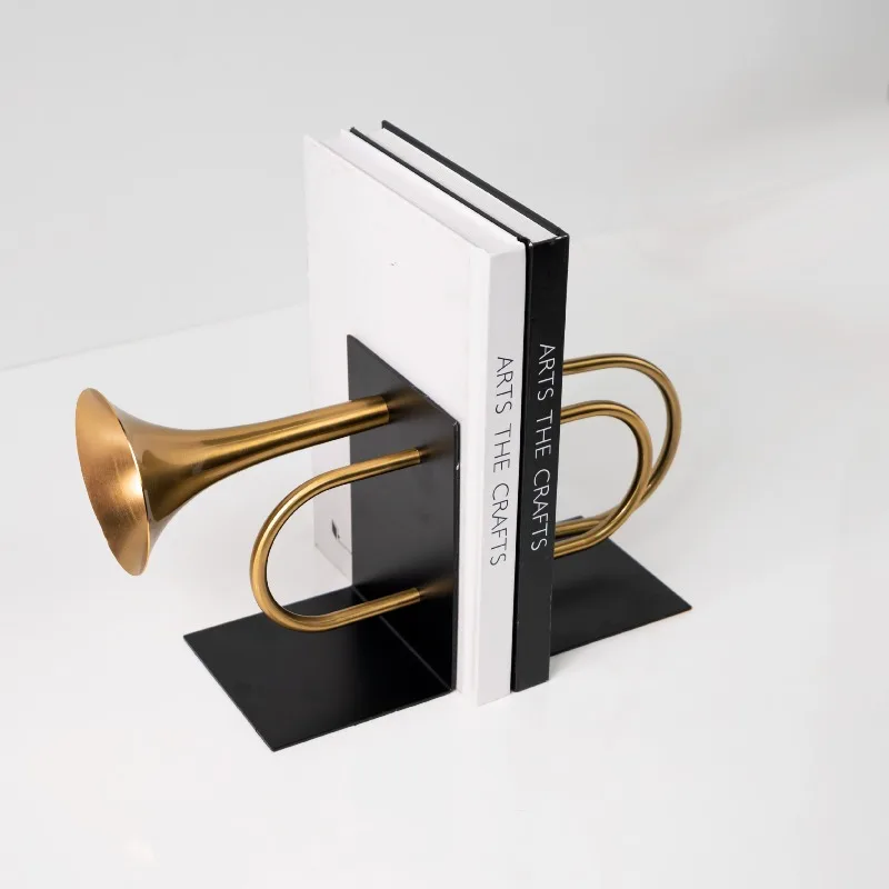 Modern Creative Golden Horn Melody Bookends Decoration Sample Room Living Room Study Cabinet Exhibition Hall Decoration