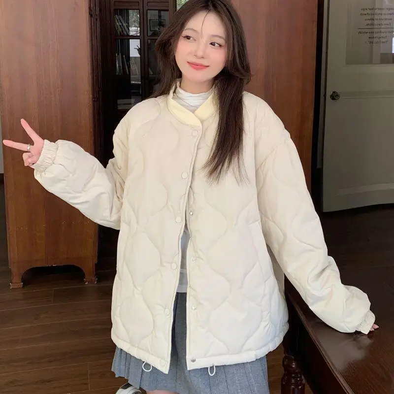 

Women Winter Coat Autumn Winter Cotton Jacket Women New Korean Casual Style Diamond Quilted Loose Cotton Daily Wear
