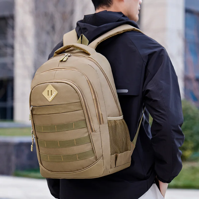 Retro Men's Backpack Business 15.6 Inches Laptop Rucksack Students Schoolbag Large Capacity Waterproof Wear-resistant Travel Bag