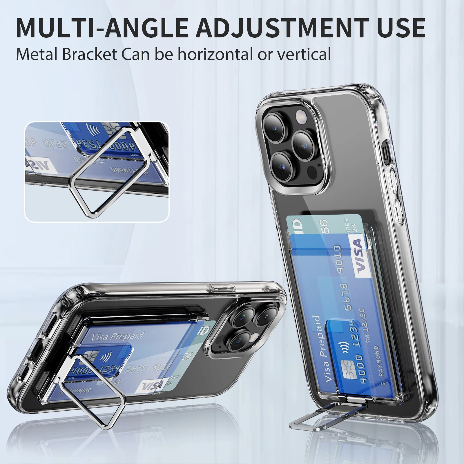 

Transparent Strong Magnetic For Magsafe Card Wallet Metal Stand Holder Clear Case For iPhone Card Phone Back Bag Adsorption