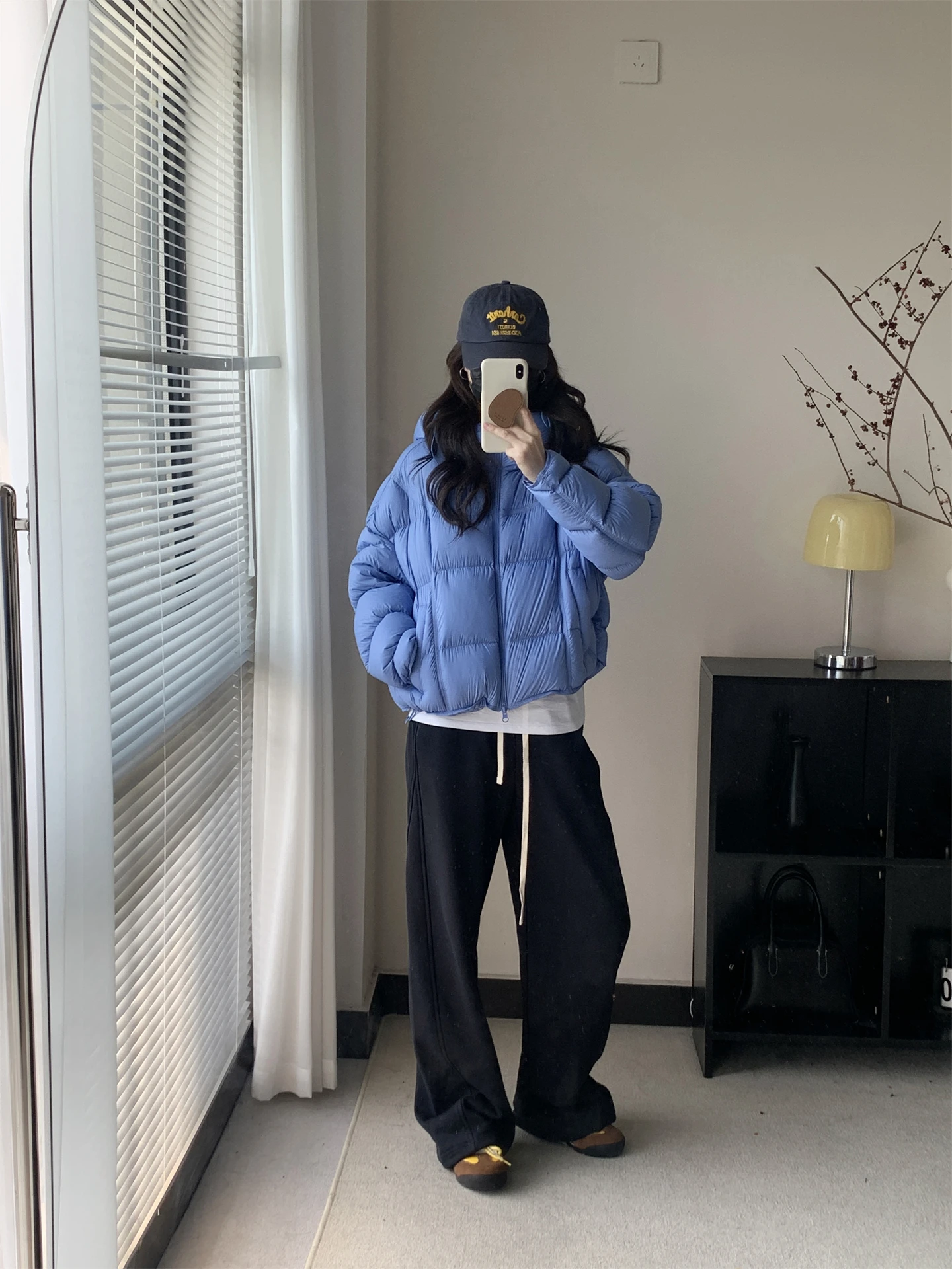 

Loose ort Puffer Jaet Women's 95 White Du down Bread Coat Design Sense Small Blue Casual Sle Filled Coat Warmth