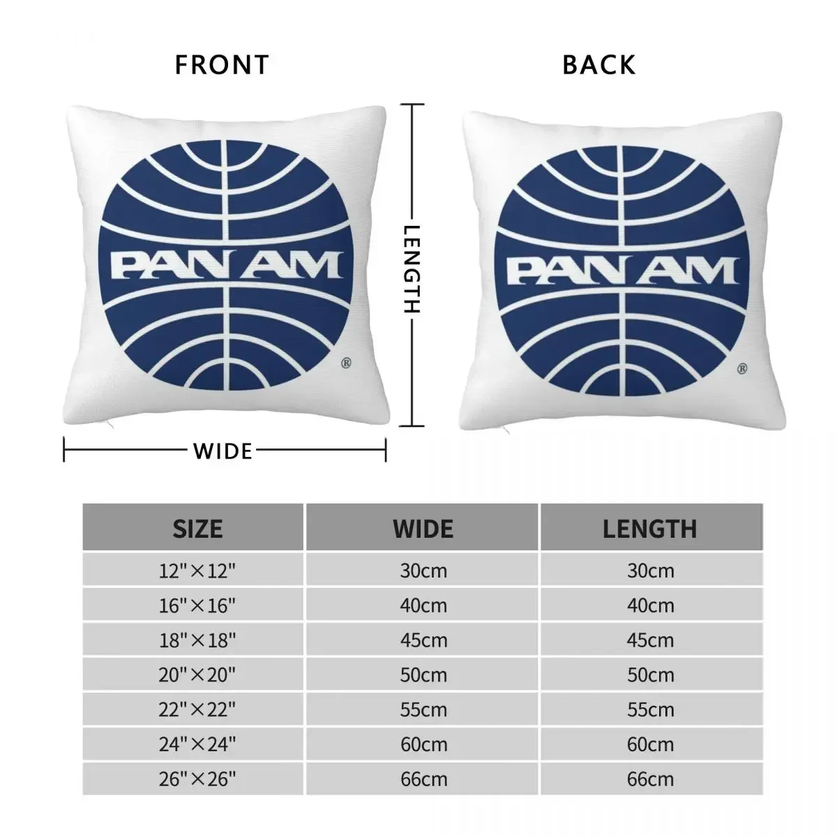 Pan Am Mid 1950s Square Pillowcase Pillow Cover Polyester Cushion Decor Comfort Throw Pillow for Home Car