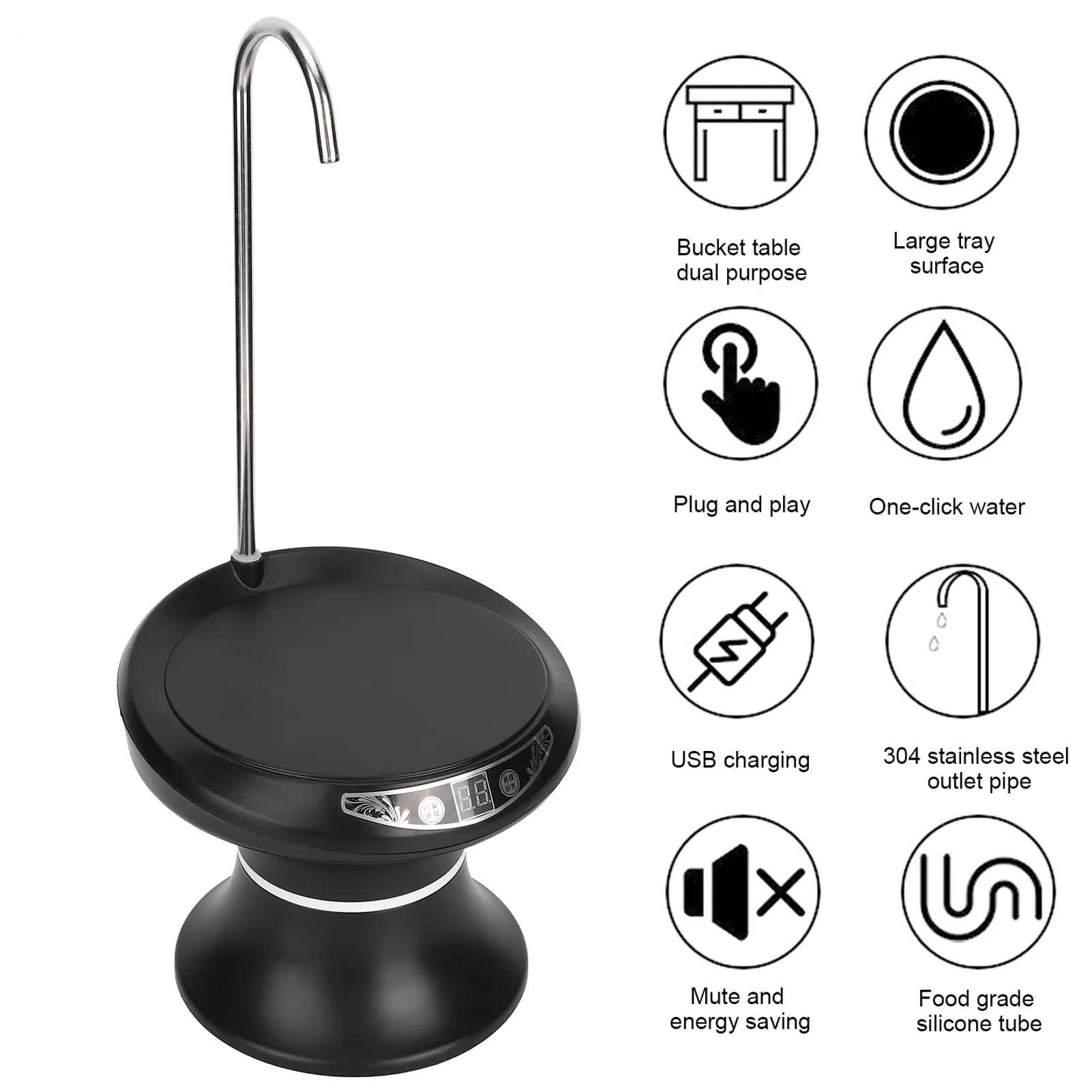 موزع مضخة مياه كهربائية بشحن USB لمياه الشرب المعبأة في زجاجات منزلية أساسية