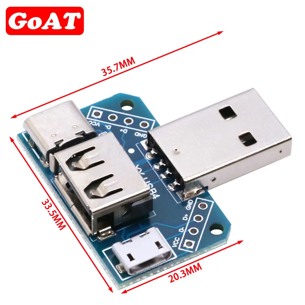 USB Head Switchboard Male USB Connector to  Type-c  Micro  Female USB 2.54-4P transfer test board USB adapter plate XY-USB4