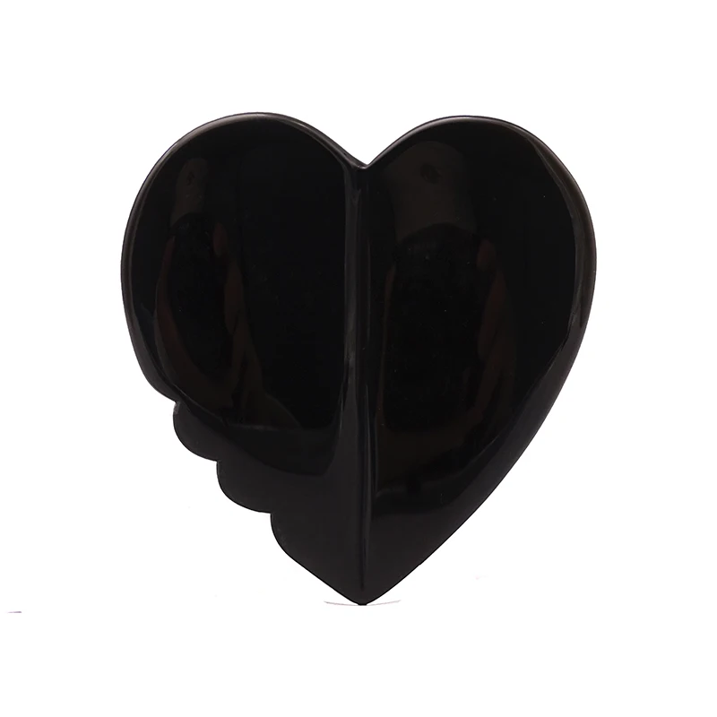 New Design Natural Black Obsidian Gua Sha Stone Face and Body Detox 3D Heart-Shaped Scraping Skin Tightening Guasha Tools