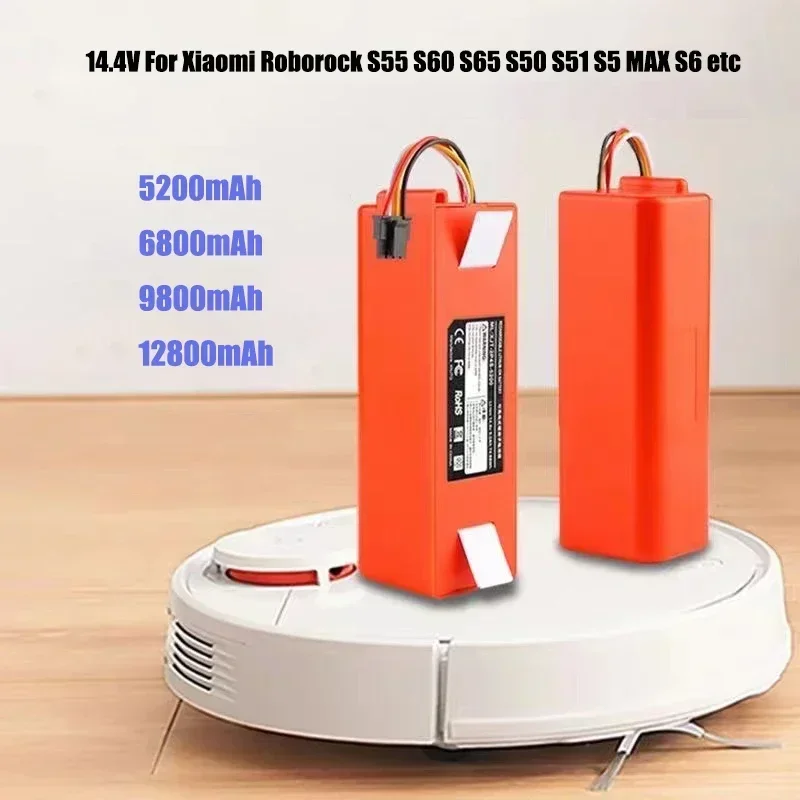 14.4V BRR-2P4S-5200S Robotic Vacuum Cleaner Battery For Xiaomi Roborock S55 S60 S65 S50 S51 S5 MAX S6 Part E45/S45，original cell