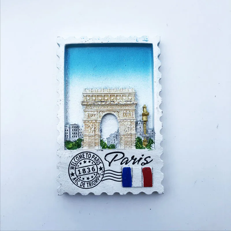 Exquisite Paris Arc de Triomphe Stamp Fridge Magnet Personalized Decoration Message Sticker Crafts Tourism Souvenir