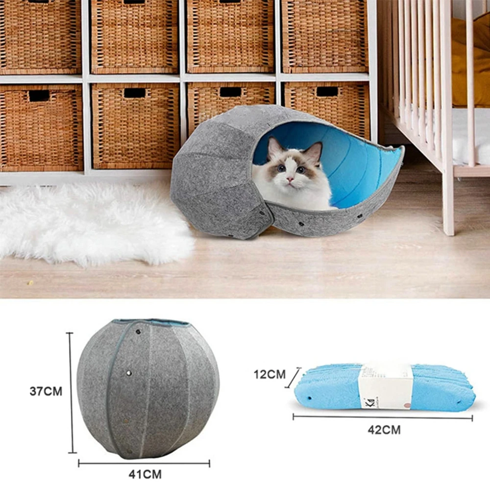 Cute Shell Cat Bed House Indoor, Cat Toys Ball Interactive Soft Cat Cave & Foldable Pet Tunnel Tube Condos Fun Toy Bed for Puppy