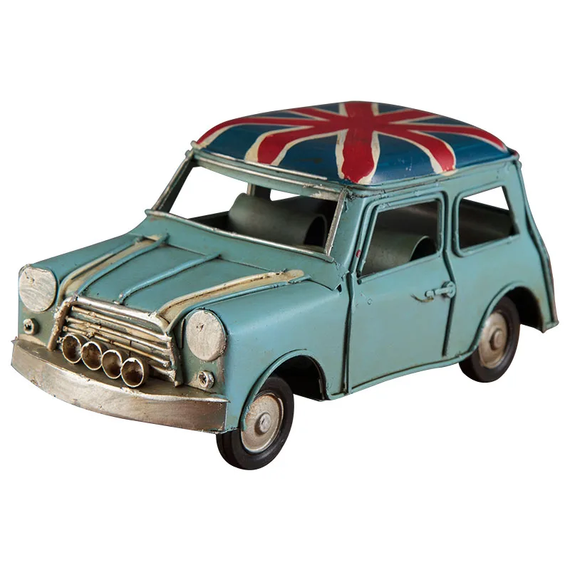 Vintage Metal Car Decoration Ornaments Iron Mini Bus Figurines Kids Birthday Gifts Home Decoratios Accessories Crafts