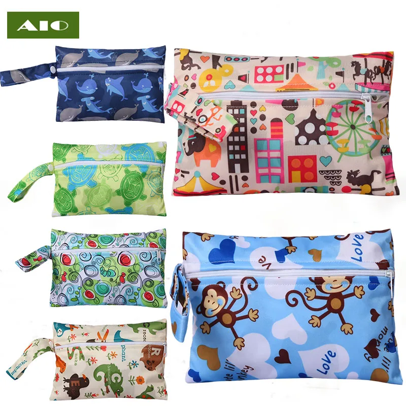 AIO 14*20cm Travel Wet Bag for Baby Nappies Menstrual Pads Single Pocket Nappy Wetbag Waterproof PUL Maternity Diaper Bag