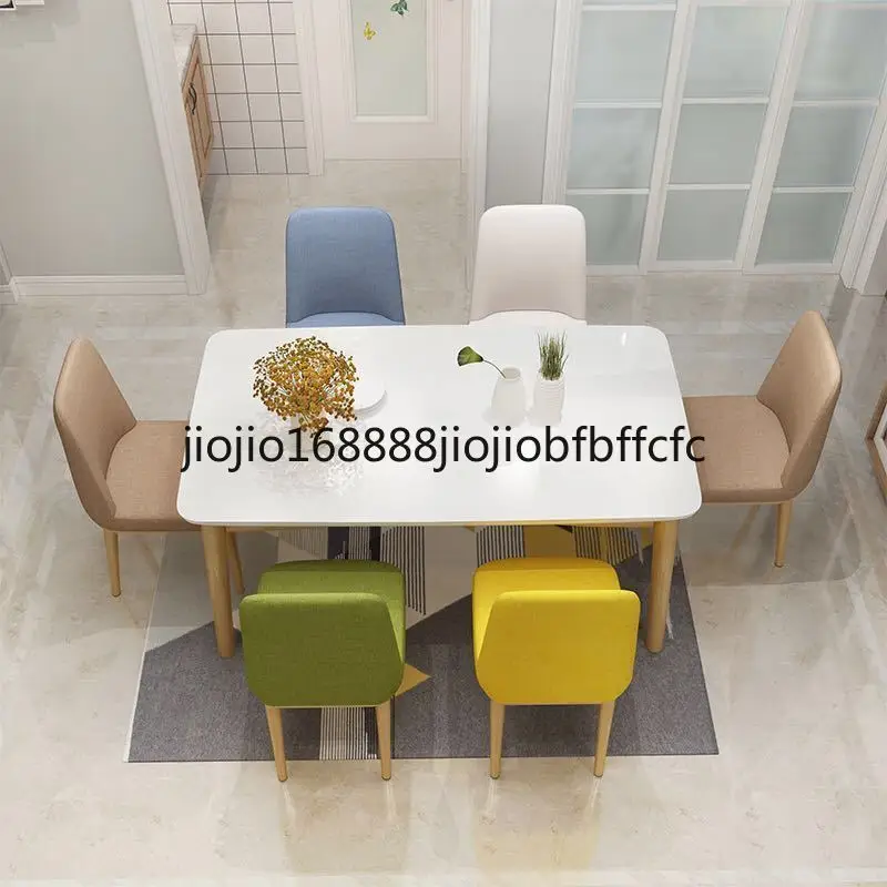 Suitable for combination of solid wood tables and chairs, modern minimalist tempered glass home rectangular dining label