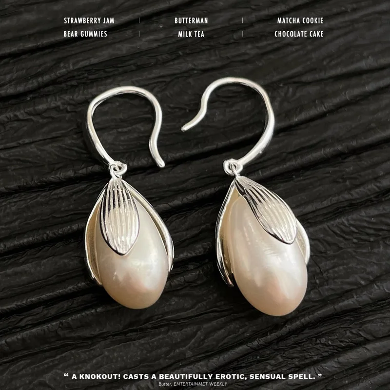 New Fashion Pearl Bud Ear Hook 925 Sterling Silver Temperament Exquisite Flower Earrings  TYB297
