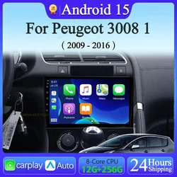 Carplay + auto 4G For Peugeot 3008 1 2009 - 2016 Car Radio Multimedia Video Player Navigation GPS Android 15 No 2din 2 din dvd