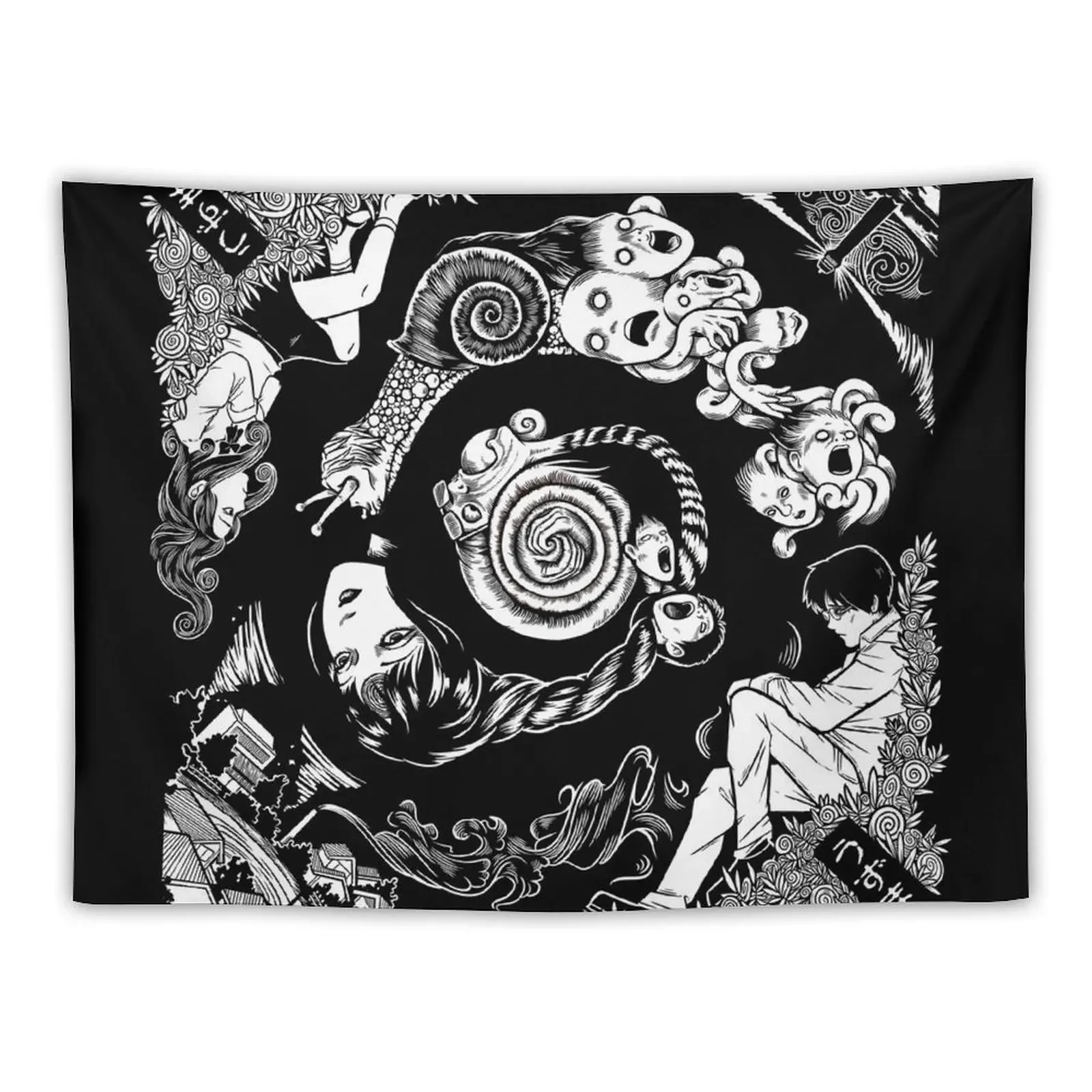 Spiral Into Horror - Uzumaki Tapestry Cute Decor Kawaii Room Decor Wall Hanging Decor Tapestry