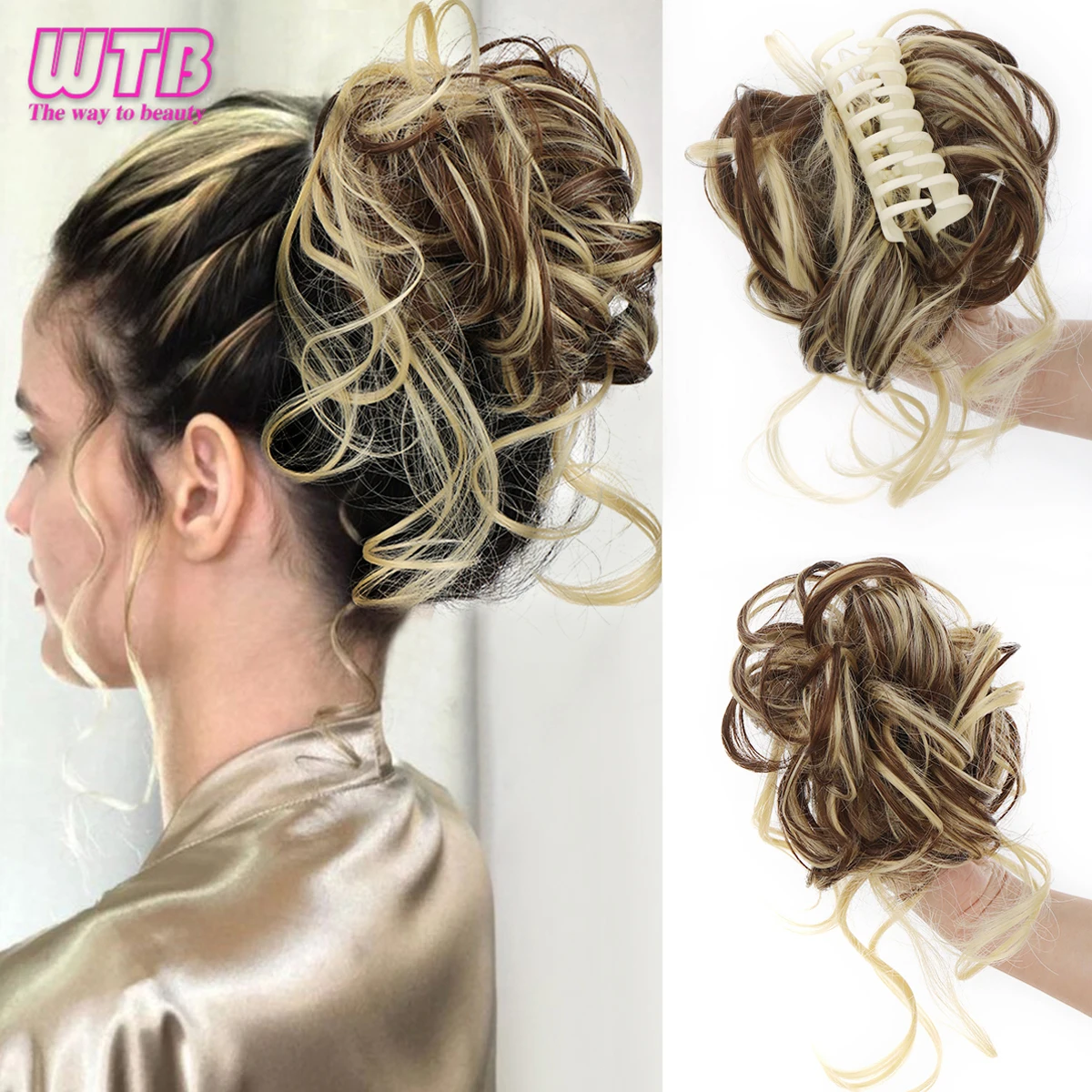 

WTB Synthetic Messy Hair Bun Chignon Scrunchies Hairpieces Donut Updo Scrunchie Hair for Women Clip on Ponytail Hair Extension