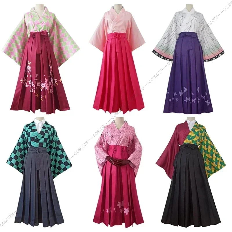 Anime Cosplay Costume Kimono Sets Tanjirou Nezuko Shinobu Giyuu Cosplay Dress Halloween Carnival Party Costume