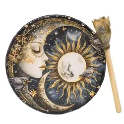 Shamanic Drum Creative Handmade Frame Drum Fashionable 10 Inch Egyptian Pharaoh Moon Goddess Drum Hand Drum with Drum Stick for