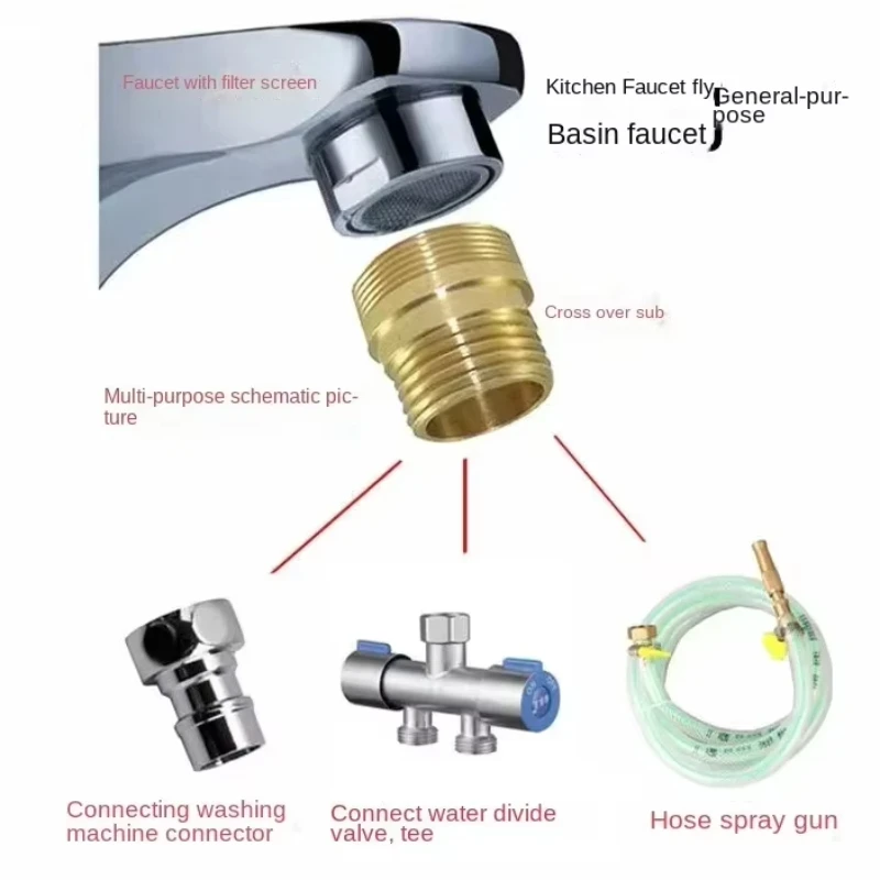 Acoplador de grifo de agua plateado de latón 1/2 a M16 M18 M20 M22 M24 M28, accesorios de conector de rosca para burbujeador de cocina y baño