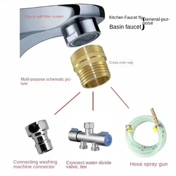 Mosiądz srebrny wody kran łącznik 1/2 do M16 M18 M20 M22 M24 M28 złącze gwintowe armatura dla Bubbler kuchnia i łazienka