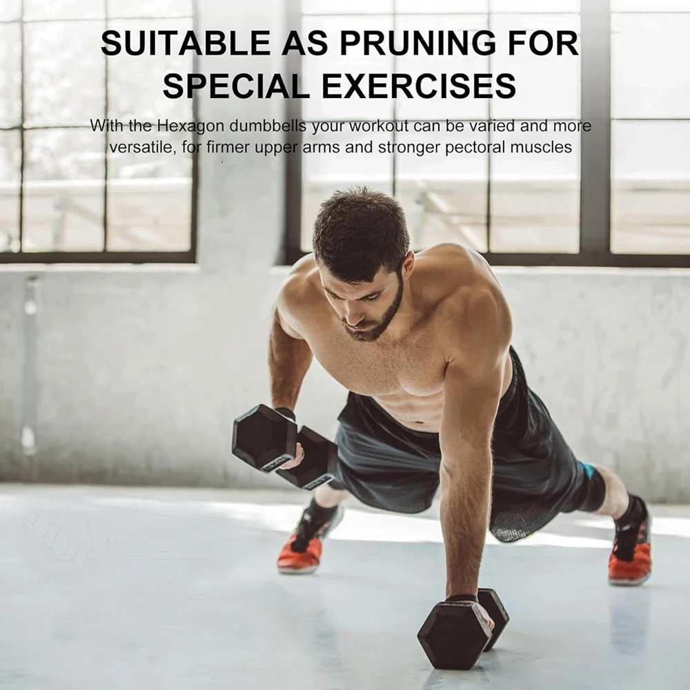 

Soozier 2 x 10lbs Hex Dumbbell Set of 2, Rubber Weights Exercise Fitness Dumbbell with Non-Slip Handles, Anti-roll, for Women or