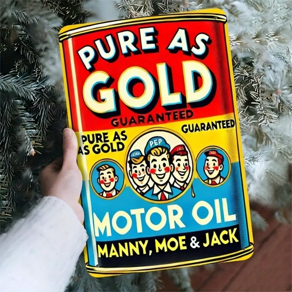 

Pep Boys Vintage Metal Sign Retro Garage Wall Decor Americana Retro Golden Motor Oil Indoor Outdoor Easy Hang