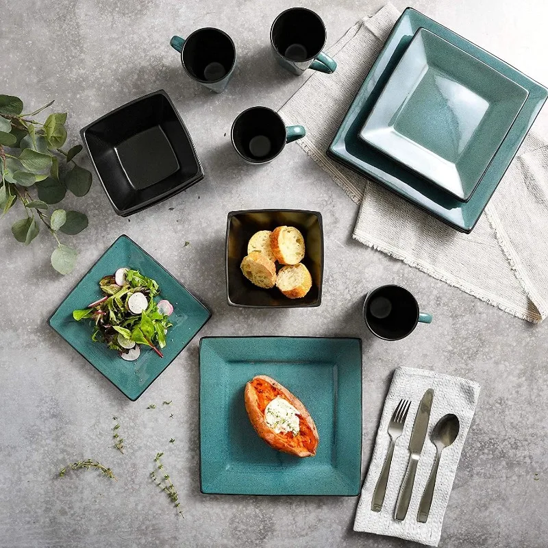 16 Piece Dinnerware Set, Turquoise