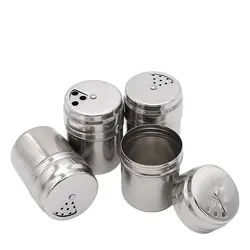 Steel Kitchen Spice Jar Pepper Pot Storage Bottle BBQ Seasoning Can